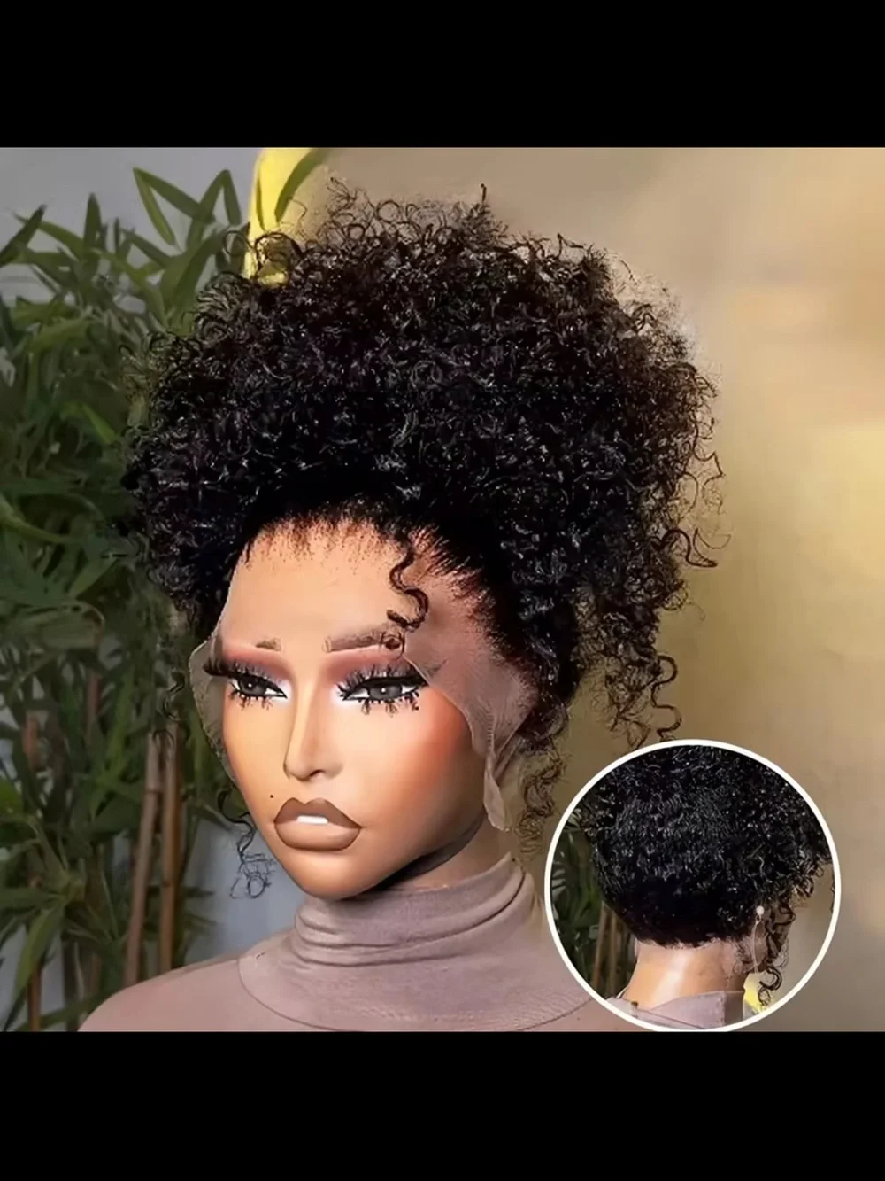 360 Lace Curly Ponytail Wig — Black